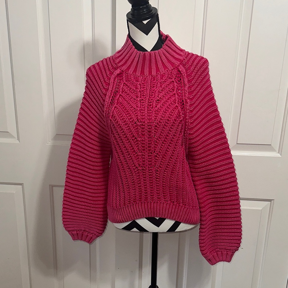 Free People Candy Blossom Women's Pink Cable Knit Sweater